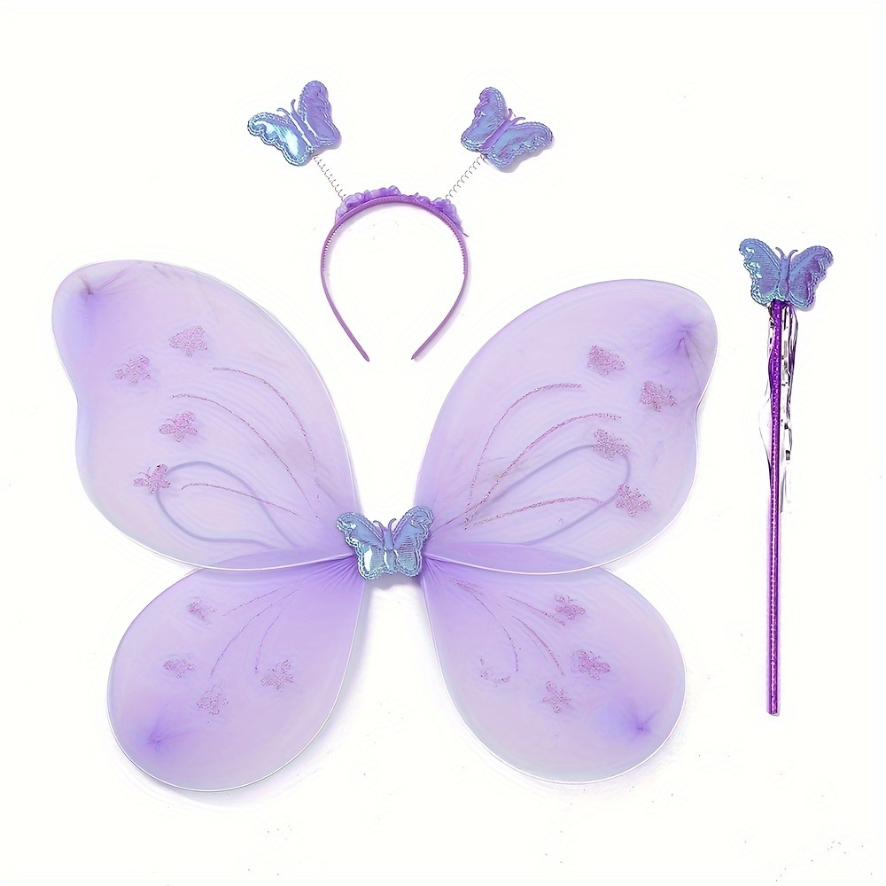 

3pcs Holiday Party Supplies, Butterfly Party Supplies, Butterfly Wings Fairy Stick Puffy Skirt Cosplay Holiday Stage Party Little Princess Fairy Dress