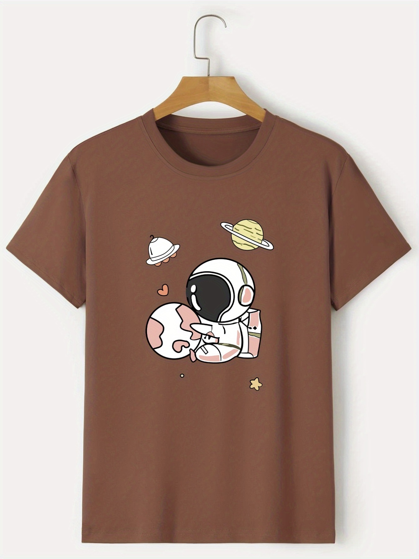 Camiseta Estampado Astronauta Hombre Camisetas Manga Corta - Temu