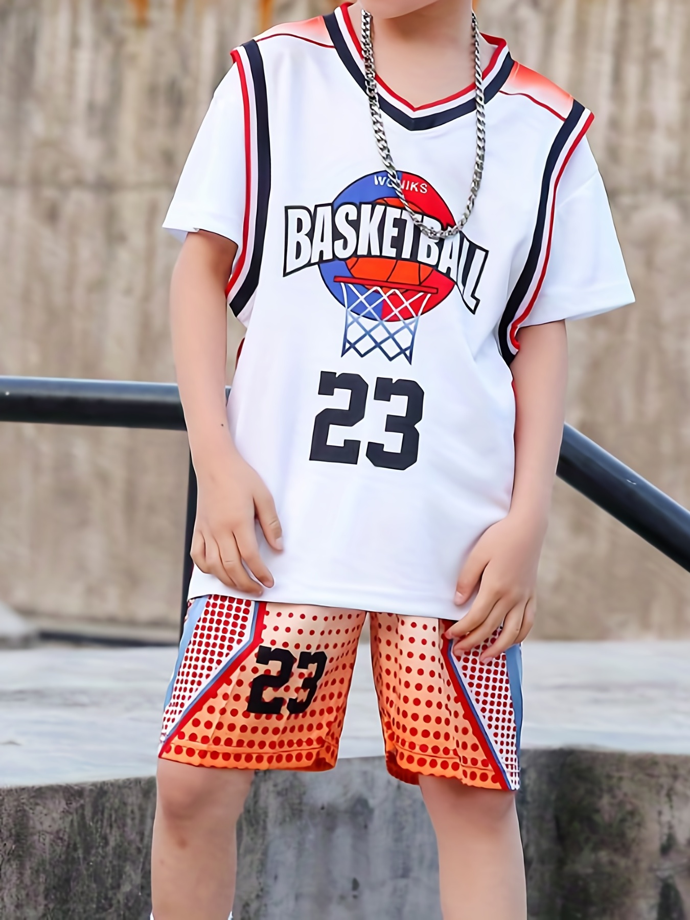 Summer season fake two-piece parent-child basketball style short-sleeved  T-shirt