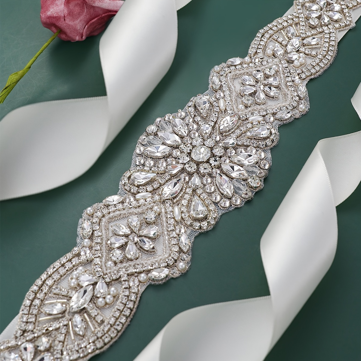 Pearl Sash Wedding Belt, Ivory Bridal Belt with Pearls and Crystals, 1 Width Full Waist Handmade Wedding Belt, Wedding Dress Belt