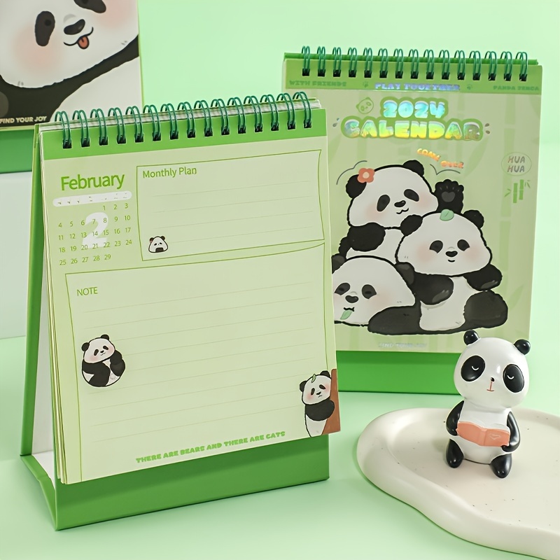 2024 Cute Cartoon Panda Desk Calendar Creative Fashion - Temu