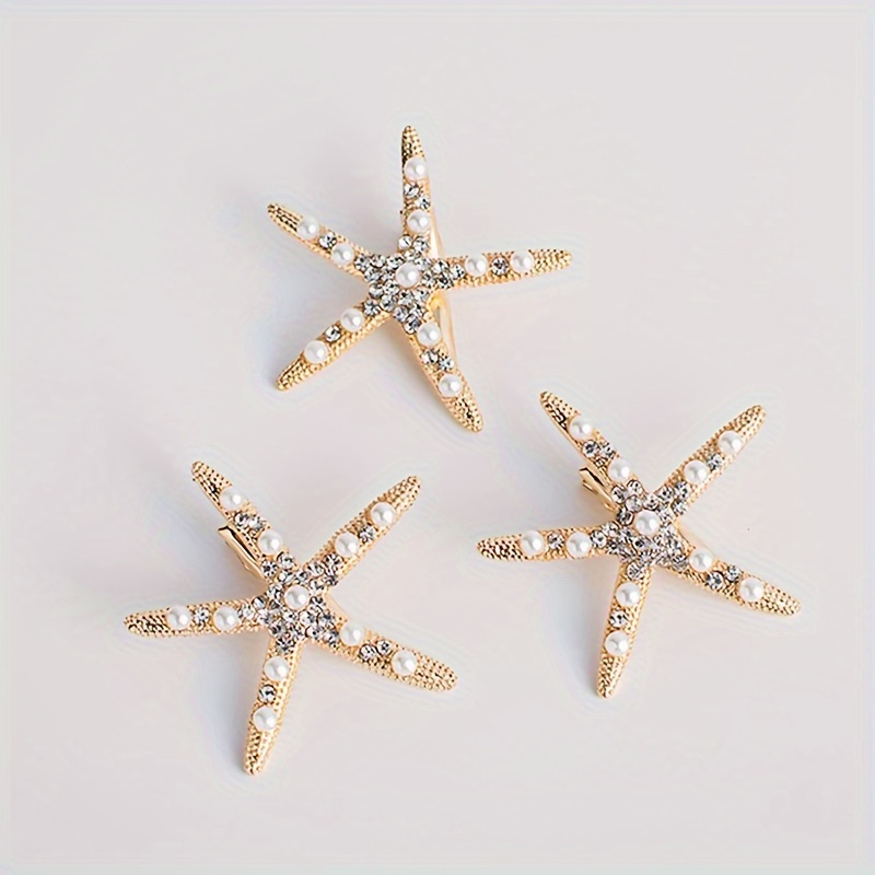 Starfish Hair Clip Pearl Clips for Hair accessories for Brides Pearl  Barrettes for Womens Hair Pieces for Wedding Crystal Starfish Hair Clips  for