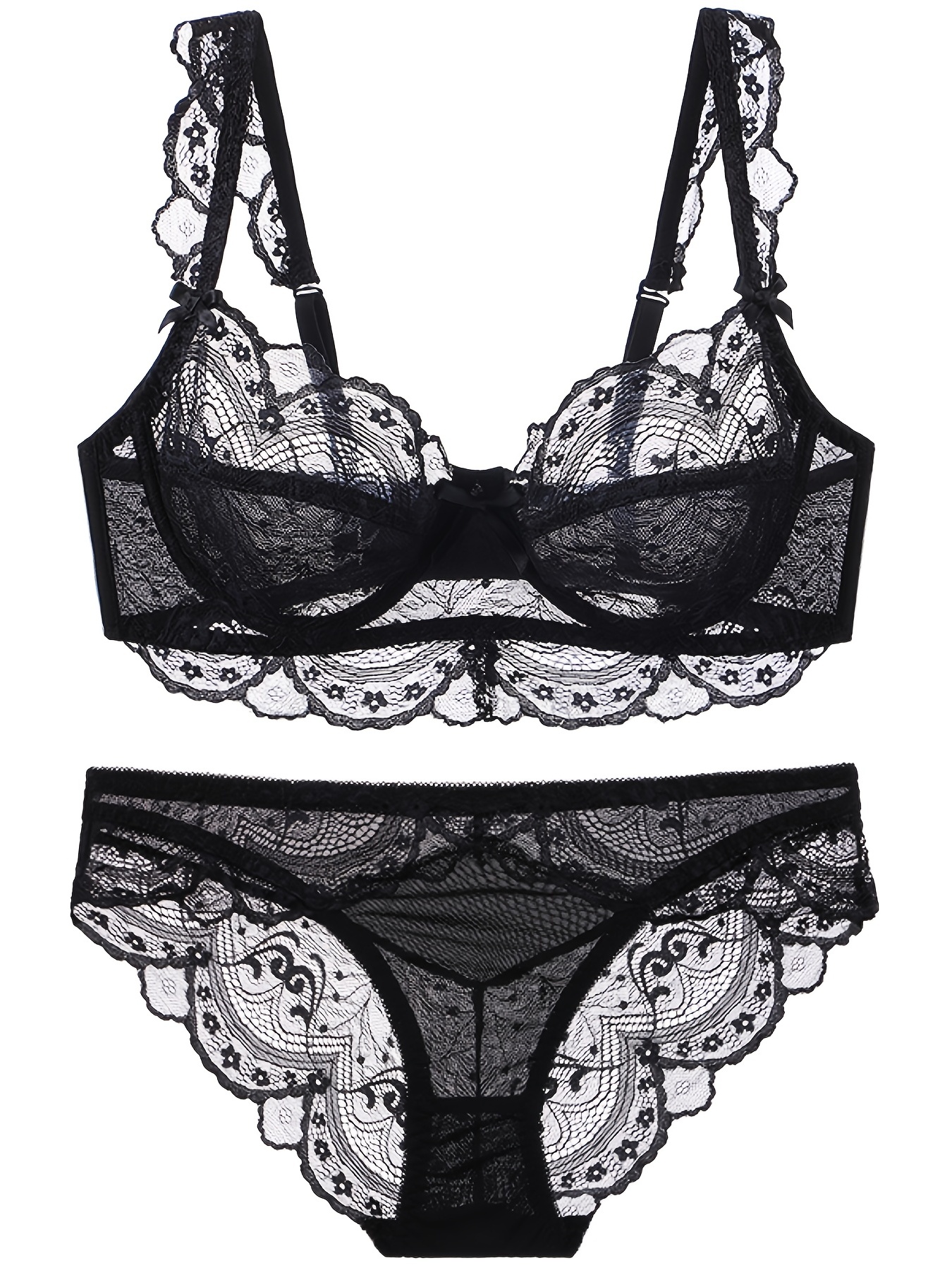 Floral Lace Matching Lingerie Set Valentines Gifts Sexy - Temu