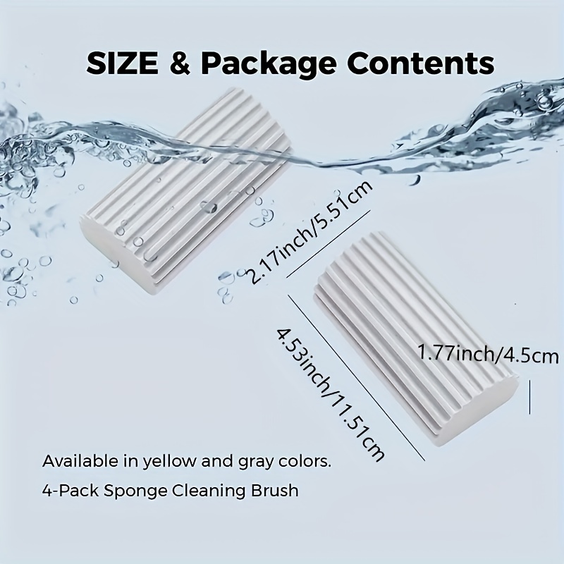 4pack Damp Clean Duster Sponge, Sponge Cleaning Brush, Duster For Cleaning  Blinds, Glass, Baseboards, Vents, Railings, Mirrors, Window Track Grooves A