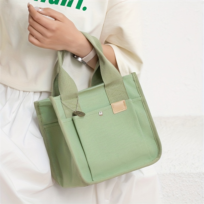 Canvas Tote Bag For Women Portable Lunch Box Bag Layer Handbags