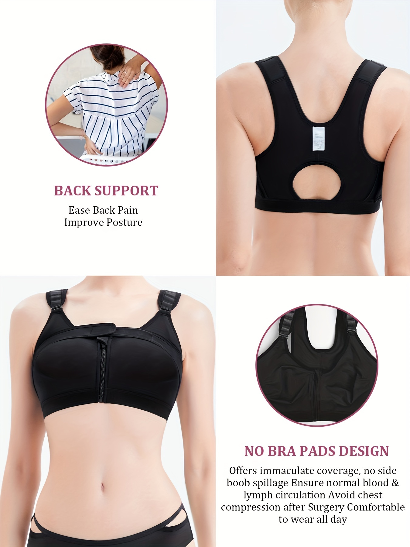 Women Front Closure Posture Corrector Shaper Fitness Vest Bras Compression  Post Surgery Top Slim Shapewear Lift Up Bra Underwear