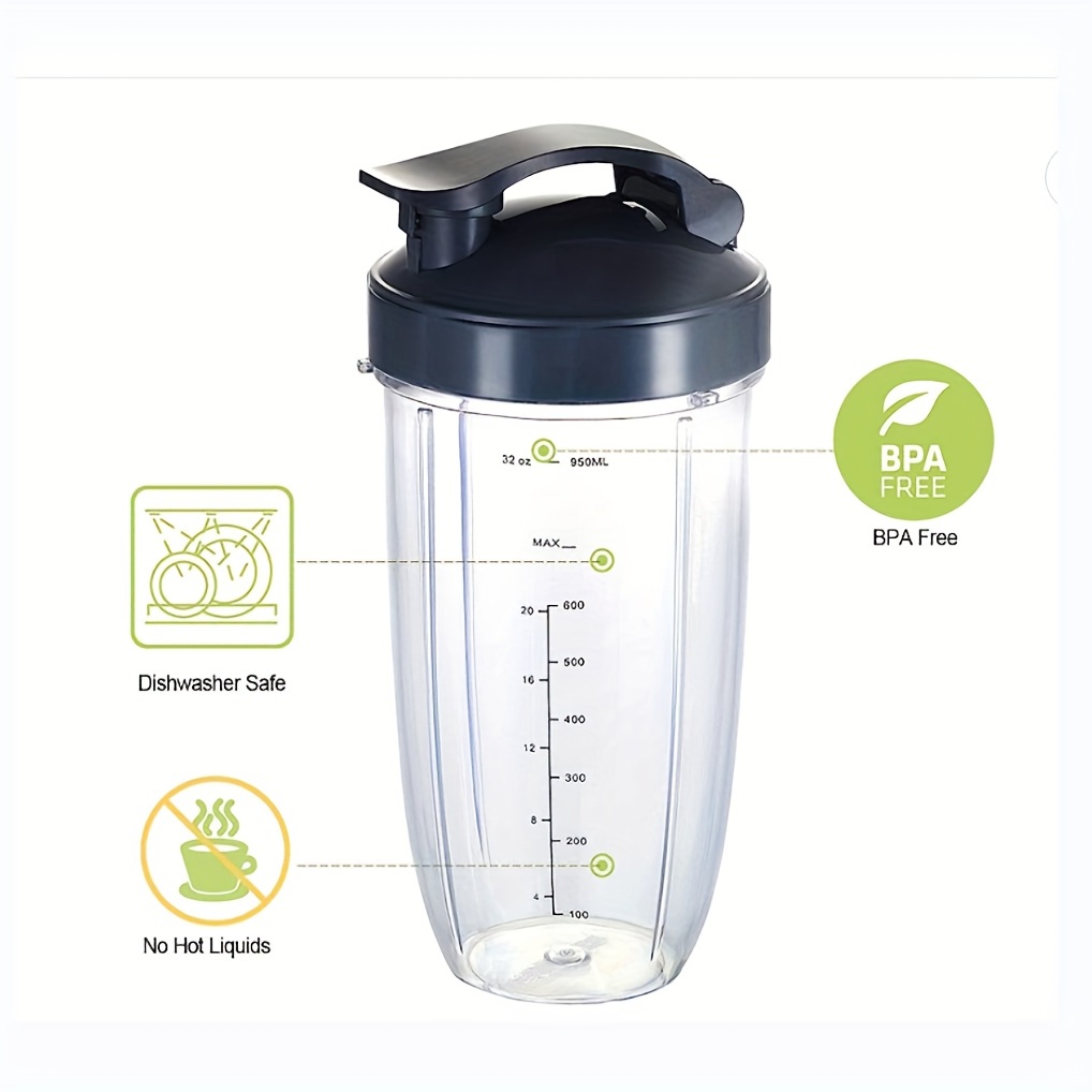 Replacement 24 Oz Cup with Flip Top To Go Lid & Extractor Blade Compatible  With Nutri Bullet 600W 900W Blender (2 Cups With Lid + Blade)