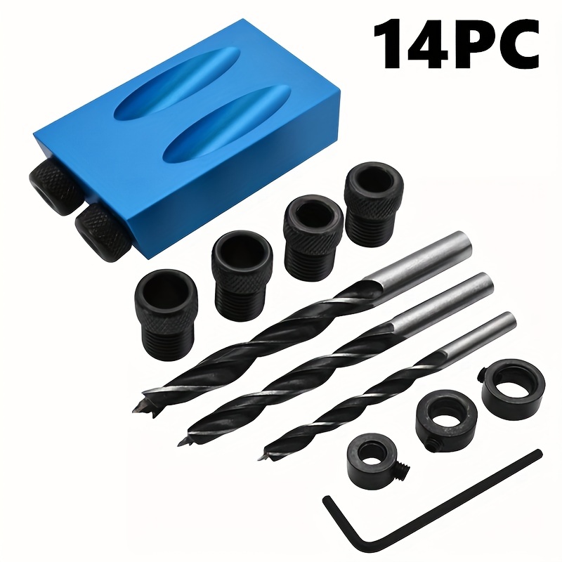 14Pcs Woodworking Pocket Hole Jig Kit for Woodworking Angle Drilling