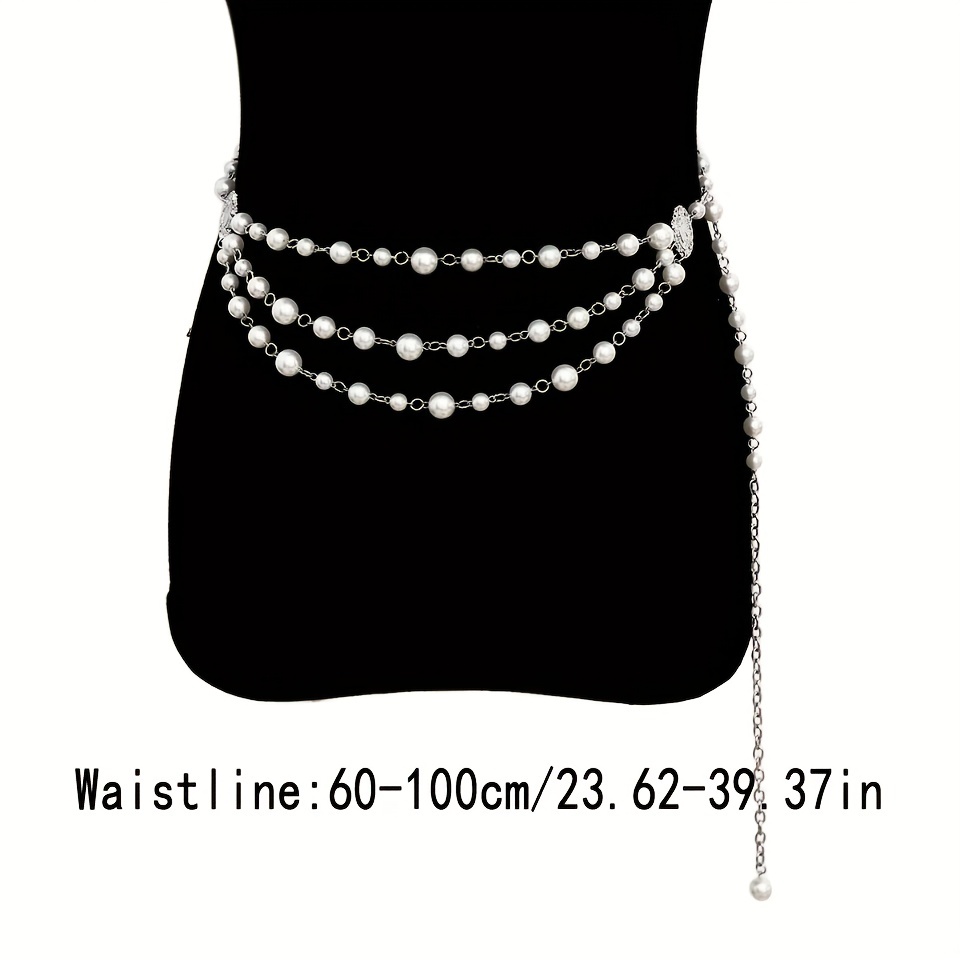 Thin Belt Waist Beads Imitation Pearl Chain Women Fashion Body Jewelry  Accessory