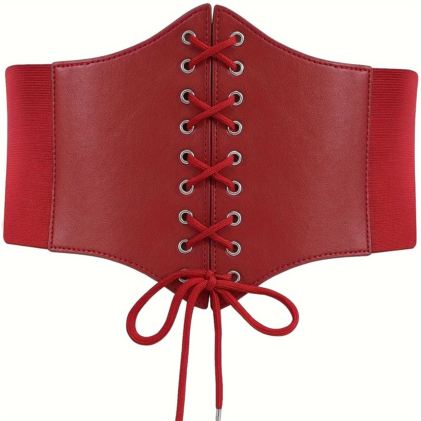 Lace-up Cinch Belt Tied Corset Elastic Waist Belt, Womens Leather