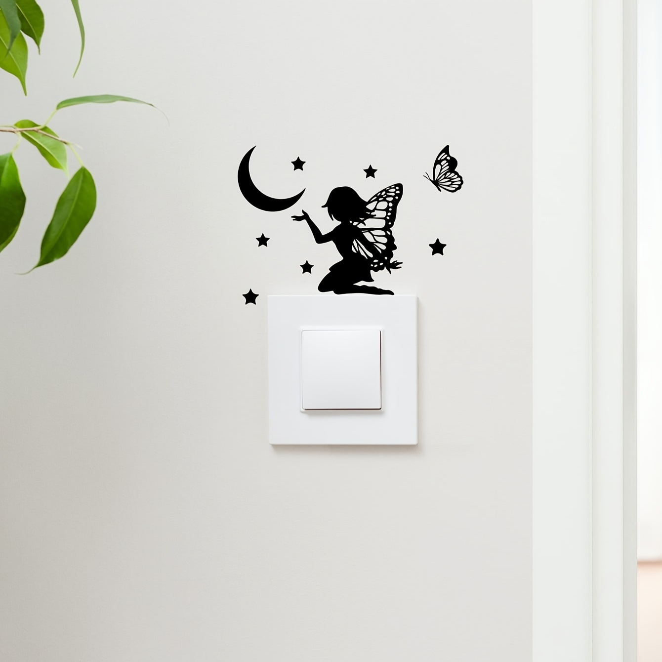 1Pc Cute Elf Girl Resin Switch Sticker 3D Miniature Socket Cover On-off  Protective Sleeve Wall Stickers Bedroom Home Decoration