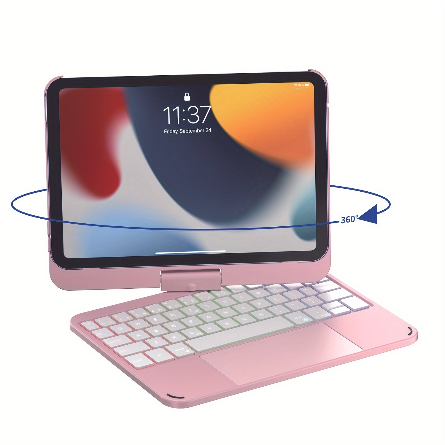 doqo iPad Mini 6 Case with Keyboard: 2021 8.3-inch 6th Generation, Touchpad  7 Colors Wireless Backlit Keyboard, 360 Rotatable iPad Mini 6 Keyboard