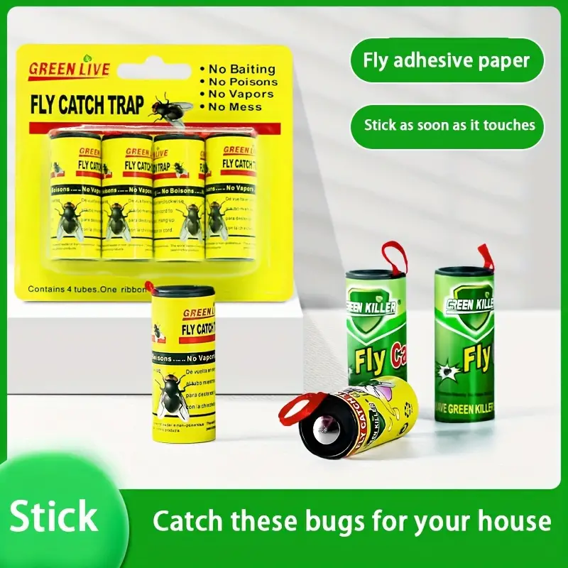 Sticky Fly Strip Fly Catcher Easy Fly Trap Tape Fruit Fly - Temu