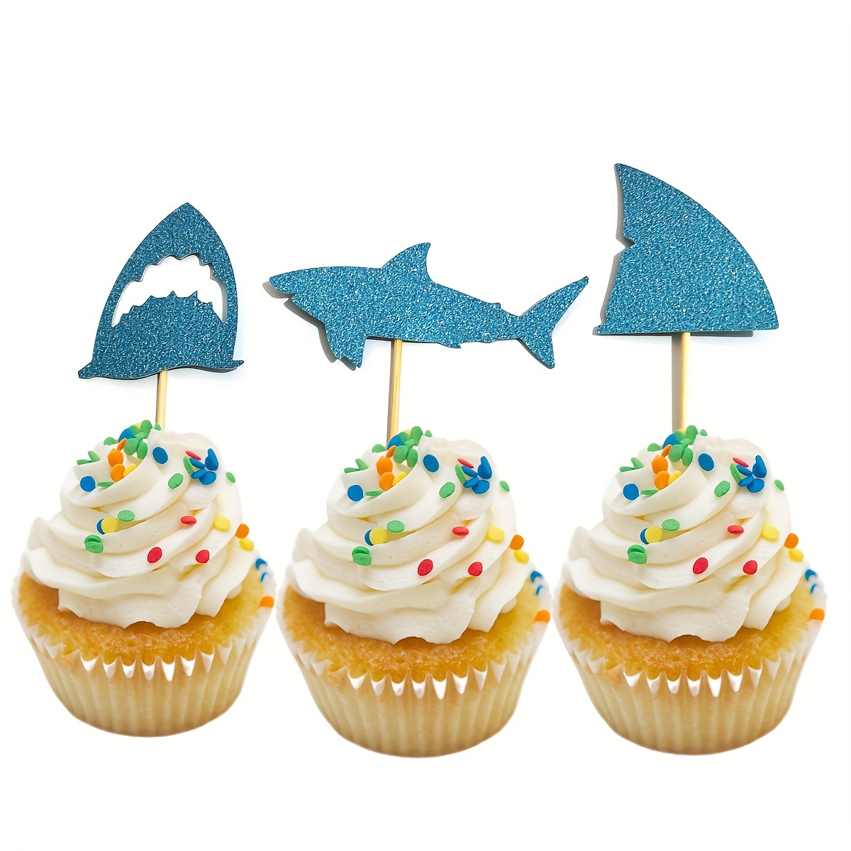 Shark Cake Toppers Ocean Animal Theme Party Paper Cupcake - Temu Canada