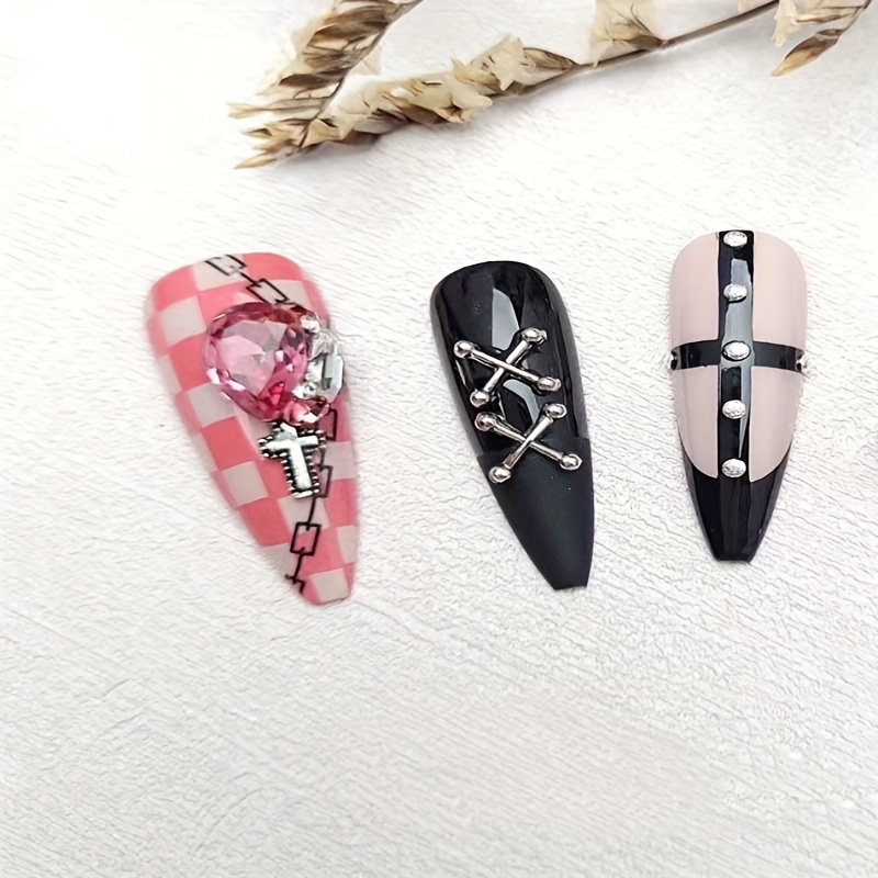  Punk Style Pink Gun Nail Charms 10PCS - 3D Metal Nail