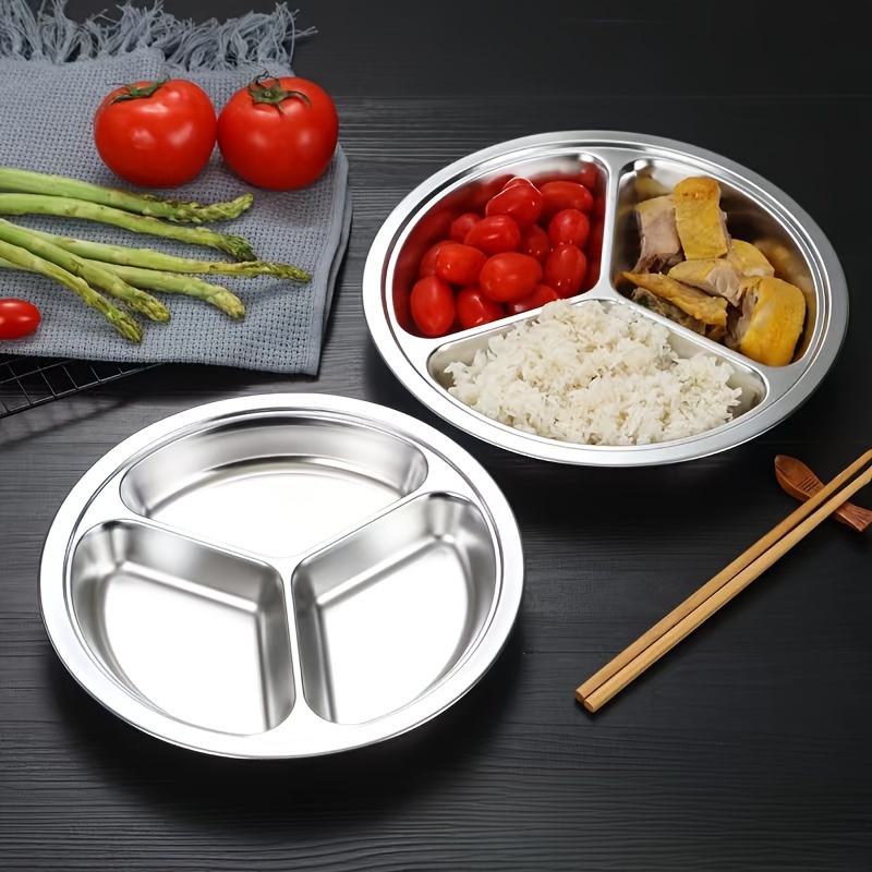 Stainless Steel Divided Dinner Plate Stainless Steel Divided - Temu