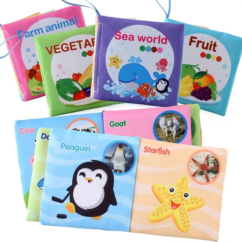 Set Of 8 Soft Cloth Books Baby Toys Colorful Fabric Baby Learning Books Ocean Animals Dressing Set Of 8 Soft Cloth Books Baby Toys Colorful Fabric Baby Learning Books Ocean Animals Dressing