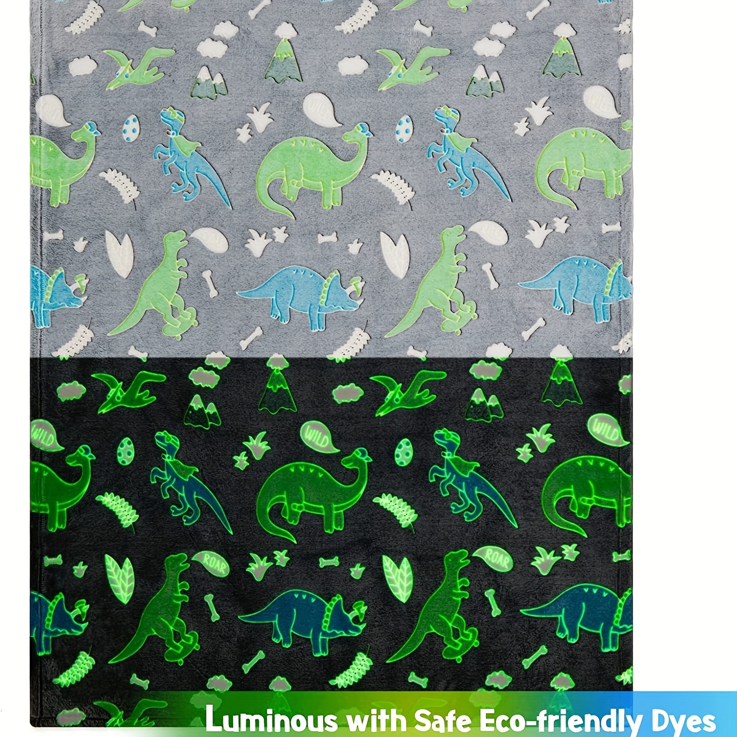 Dino Glow In The Dark Flannel Blanket Soft Throw