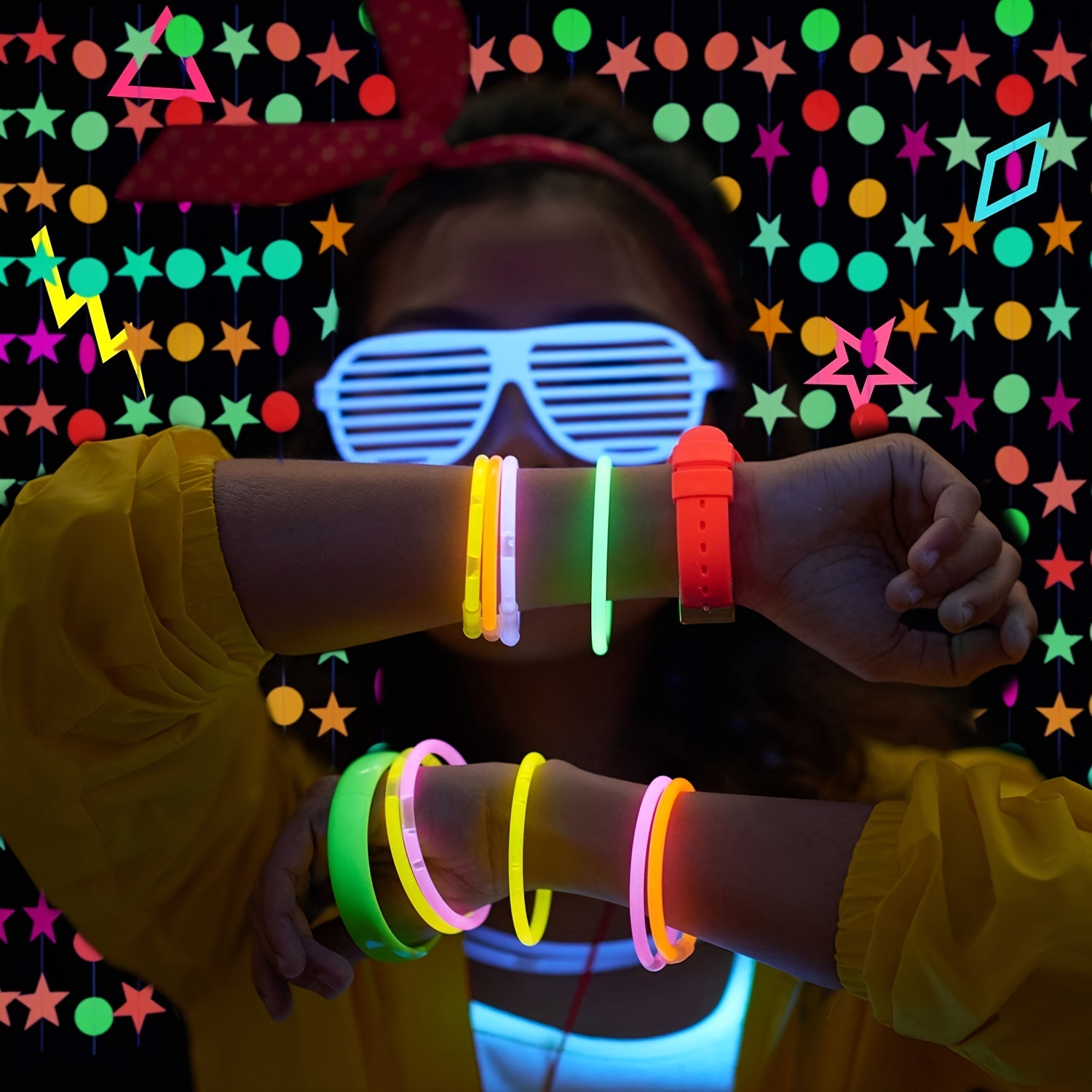 50 Pieces Neon Party Supplies Uv Neon Balloons Glow In The Dark