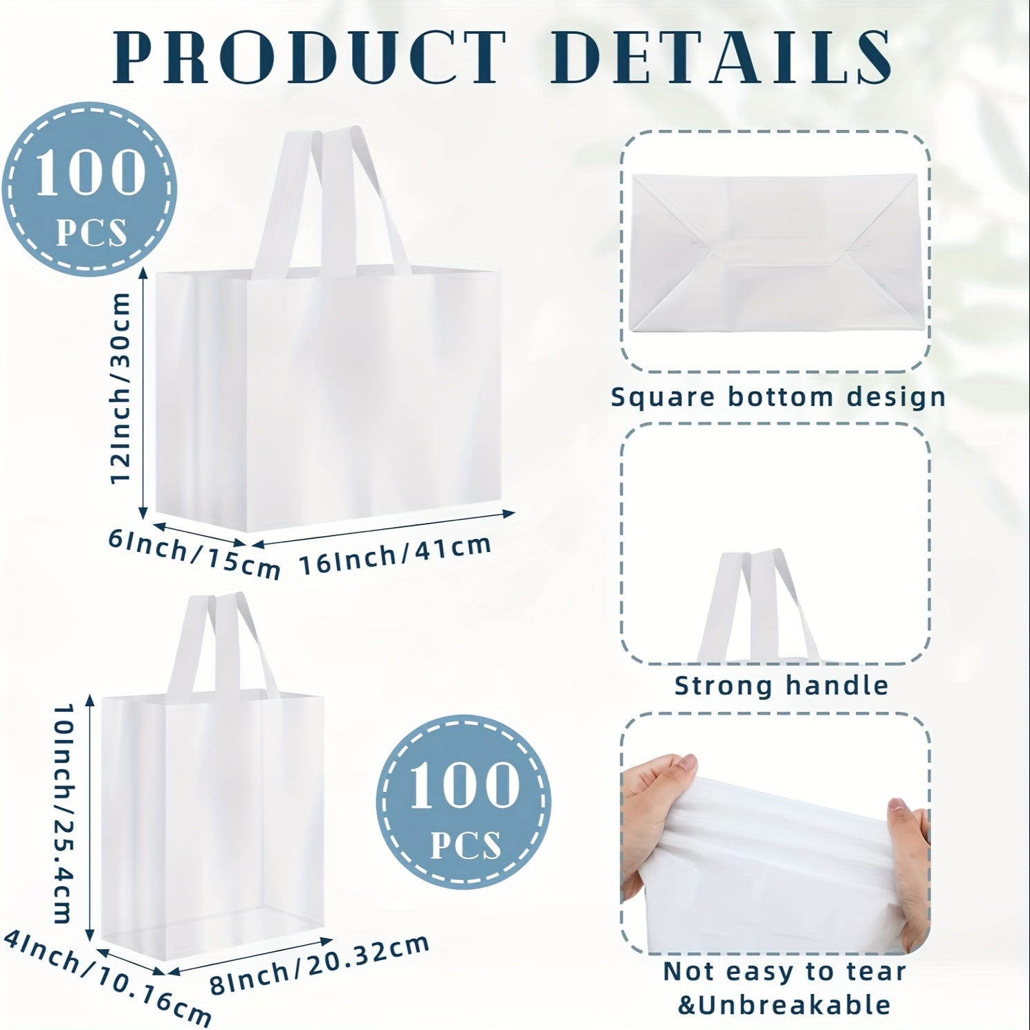 Large White Paper Shopping Bags (100 pcs.)