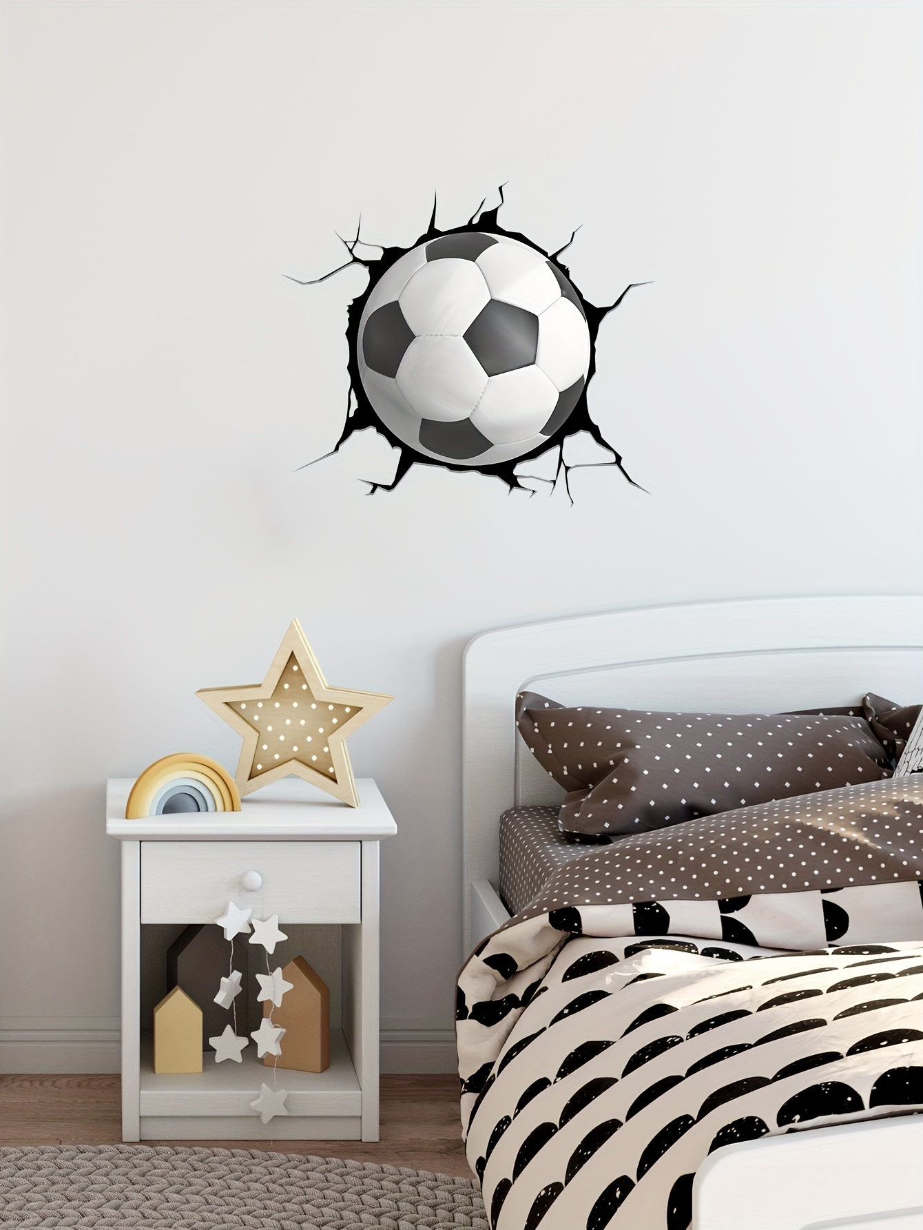 Cartoon Football Wall Sticker 3d Ripped Football Removable - Temu