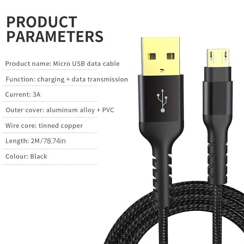Micro Usb Cable [ ] Rampow Long Android Charger Cord - Qc 3.0 Fast Charge &  Sync - Nylon Braided Fast Charger 2.4a For Galaxy S5/s6/s7, Htc, Lg,  Kindle, , Ps4, And