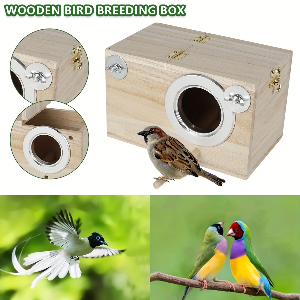 Boîte de nidification de perruche Conception transparente, nid d’oiseau  boîte d’élevage avec perche en bois cage à oiseaux maison pour cockatiel