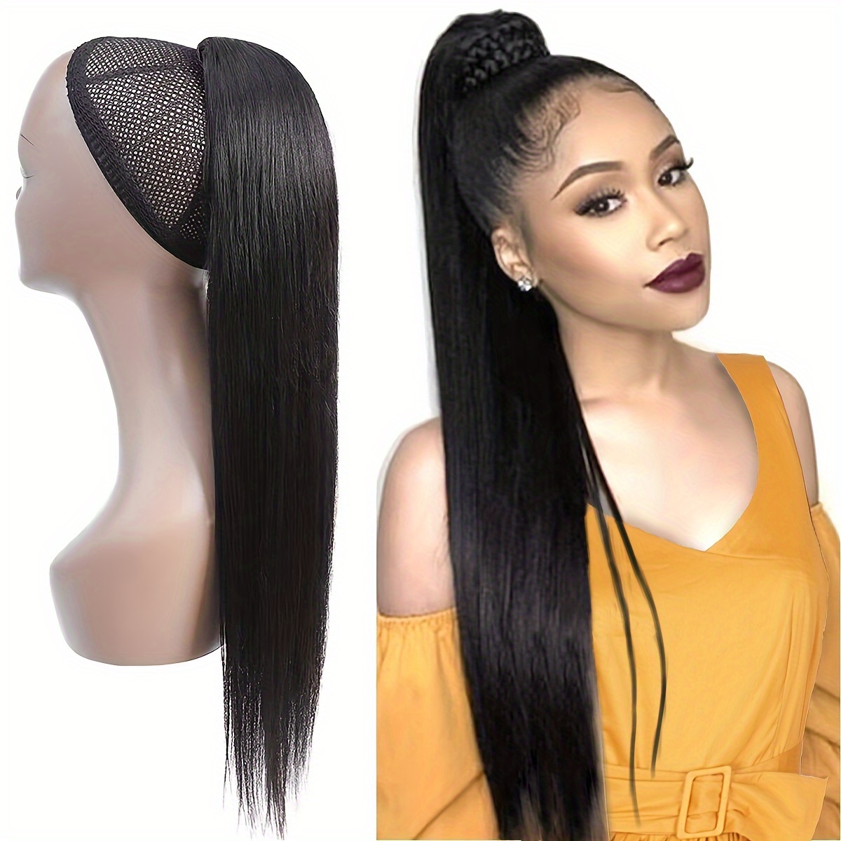 Human hair ponytail outlet drawstring