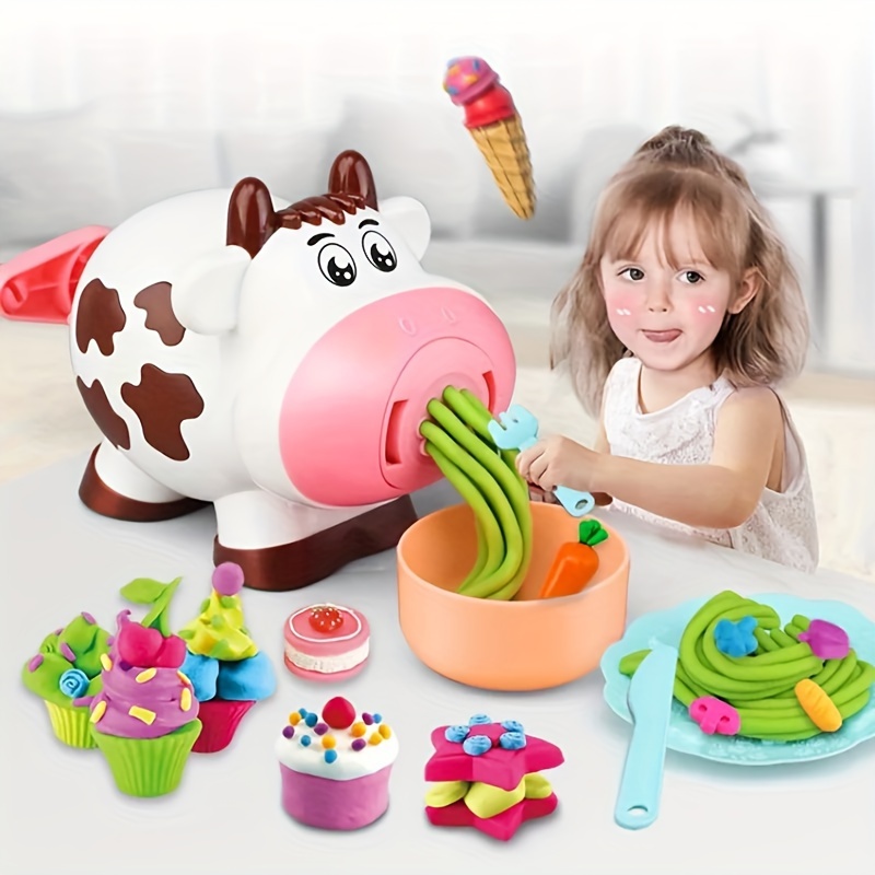 Playdough Sets Play Dough Tools, 28pcs Kitchen Creations Noodle Playset and Ice Cream Maker Machine Play Dough Kit for Toddlers,3 4 6 8 Years Old
