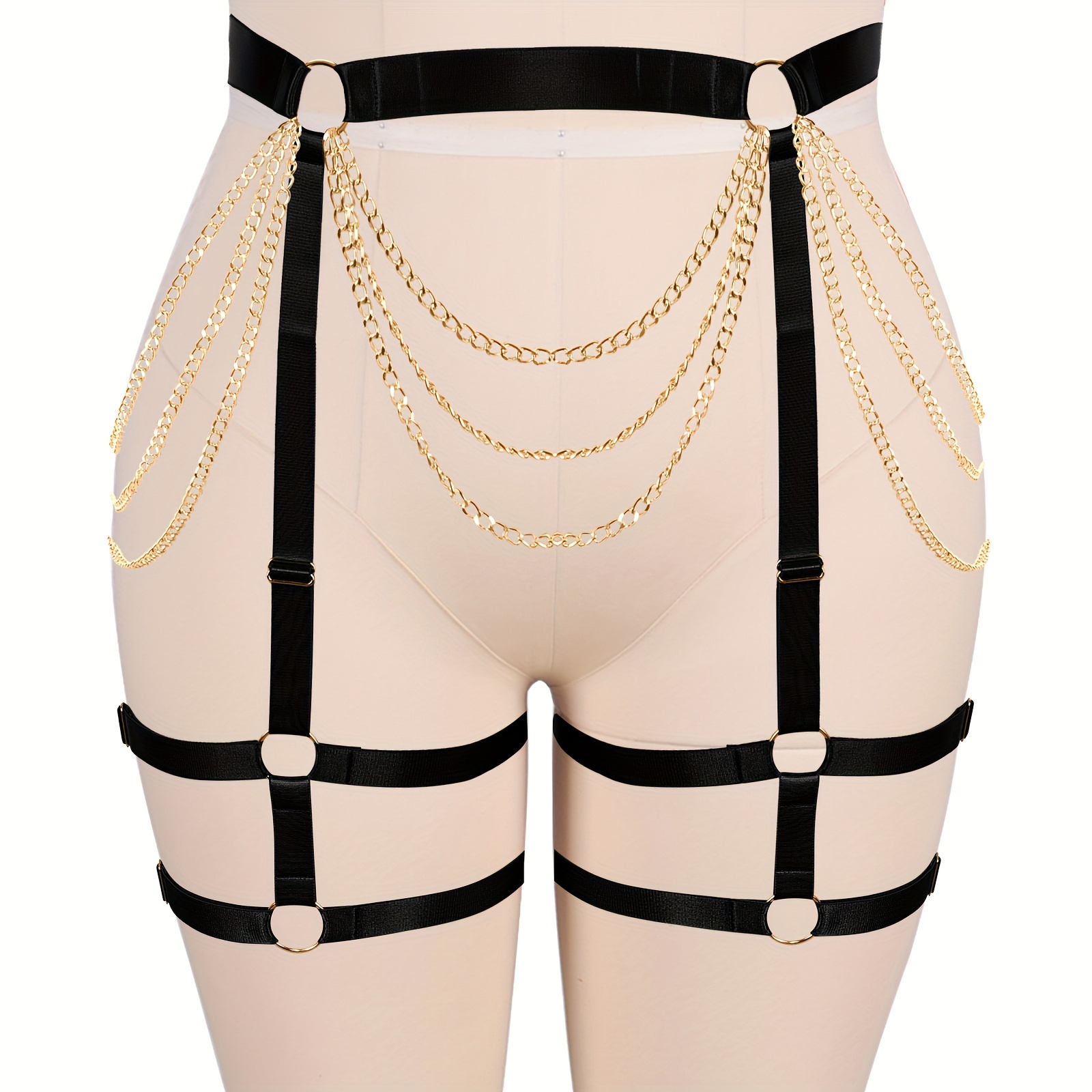 chain fringe leg ring hollow elastic garter belts punk