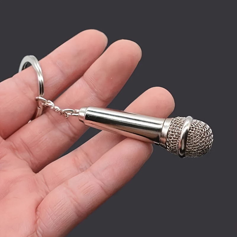 Image of 1pc Men's Mini Microphone Keychain, For Singers, Rappers, Music Lovers, And Music Enthusiasts, ' Jewelry Accessory