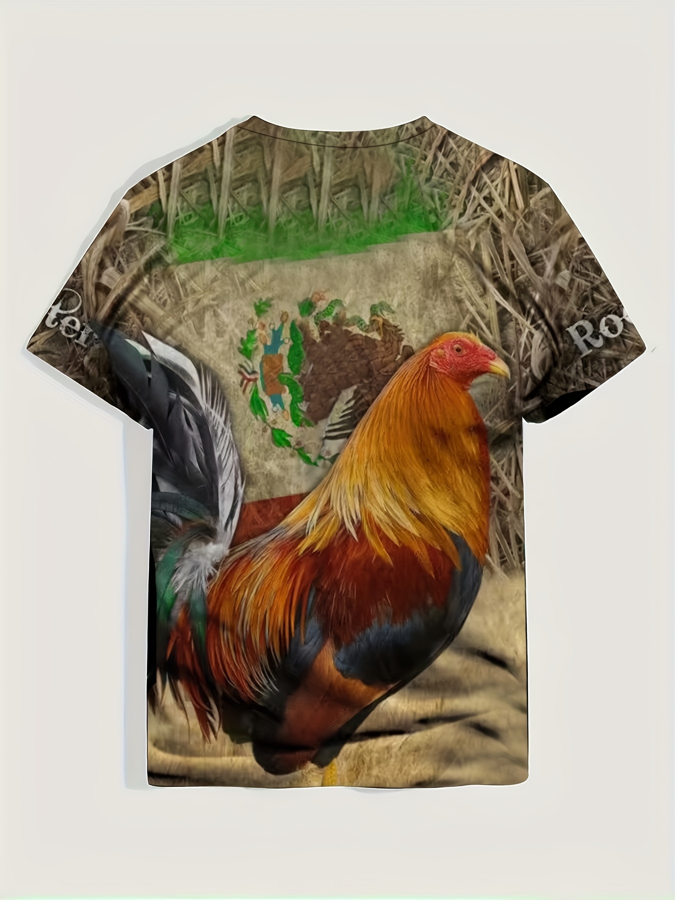 Fashion Round Neck T shirts Rooster 3d Print Men s Outfits - Temu