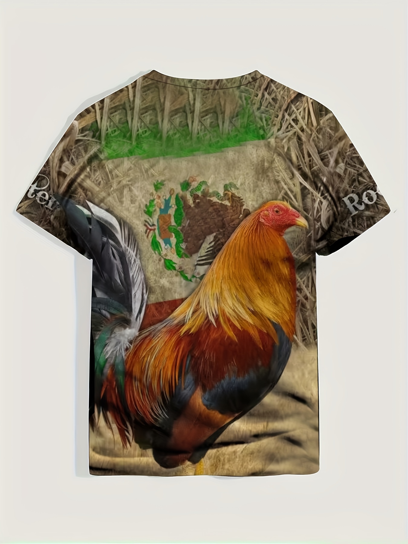 Rooster 3d Print Men's Fashion Round Neck T shirts Outfits - Temu