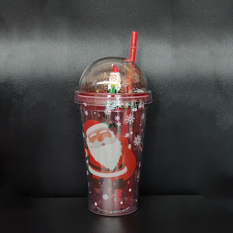 Christmas Water Cup With Lid And Straw Two Layers Water - Temu