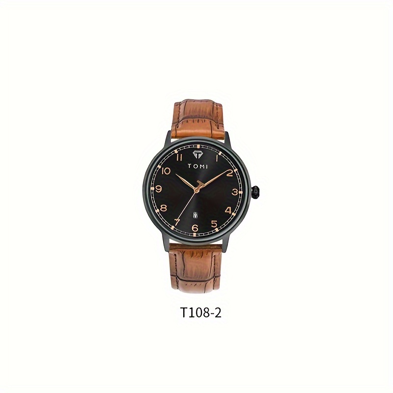 1pc Mens Tomi Retro Round Watch Light Casual Fashion Business