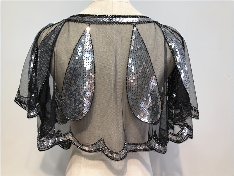 1920s Beaded Sequin Flapper Shawl Elegant Retro Lace Cape - Temu