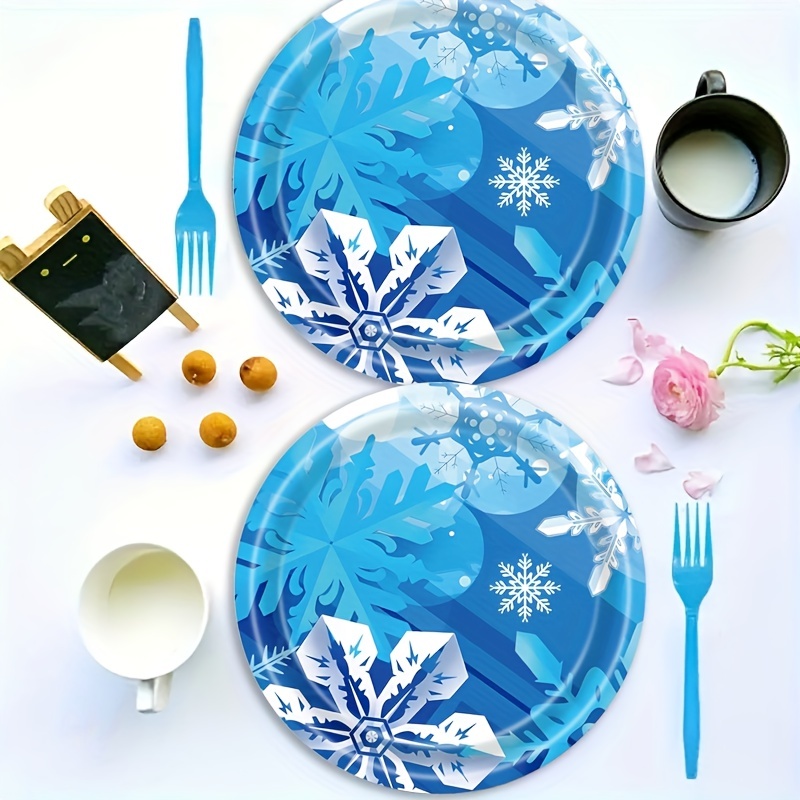 10 pièces Assiette jetable Noël flocon de neige