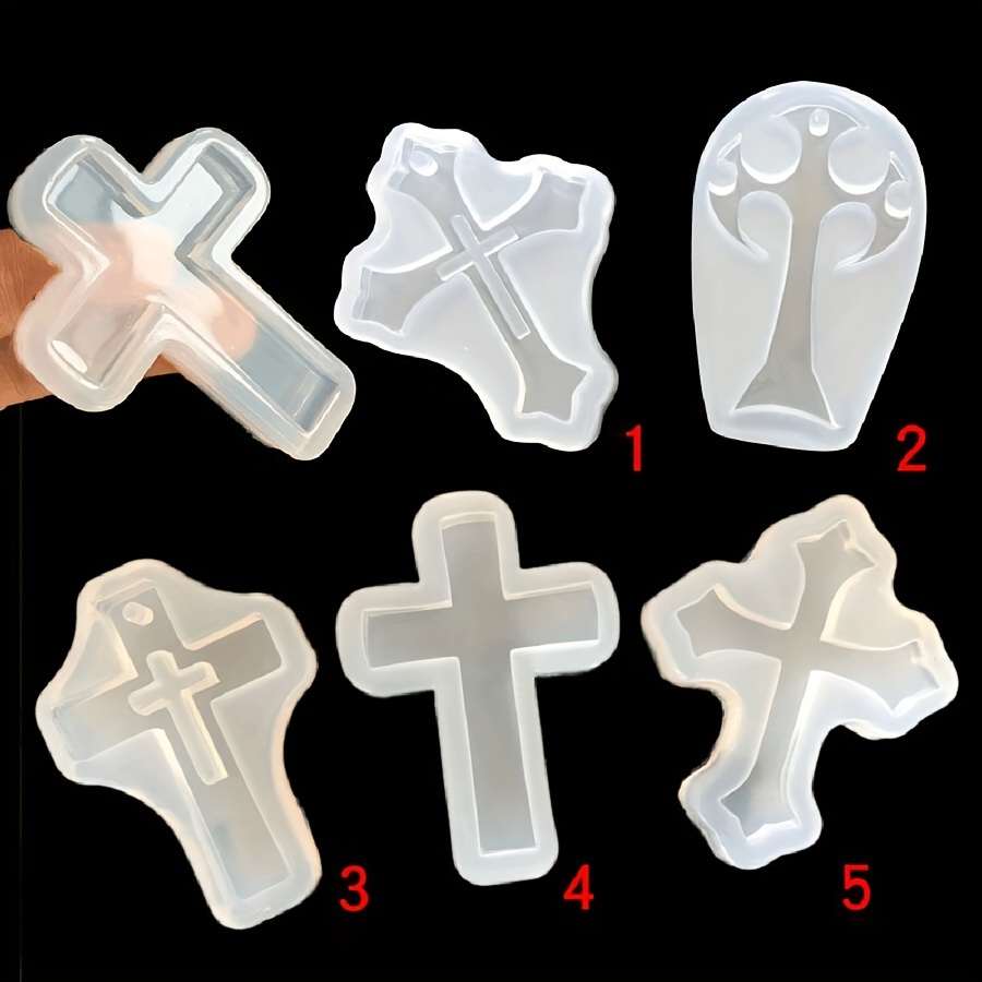 

5pcs Cross Pendants With Holes For Diy Handmade Production Of Various Cross And Star-shaped Silicone Molds