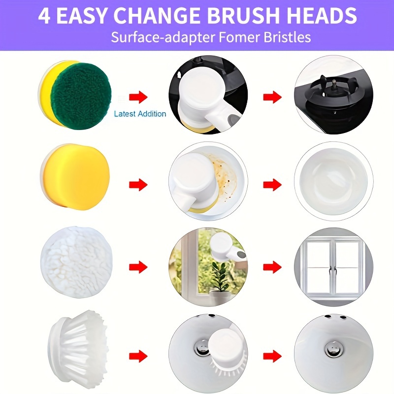 LEKISHE Electric Spin Scrubber Electric Cleaning Brush Cordless Power  Scrubber with 5 Replaceable Brush Heads Handheld Power Shower Scrubber for