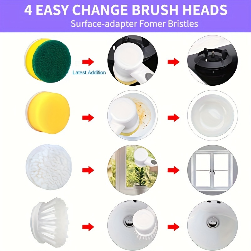 4 Piece Power Scrubber Replacement Scrubber Brush Head Set 