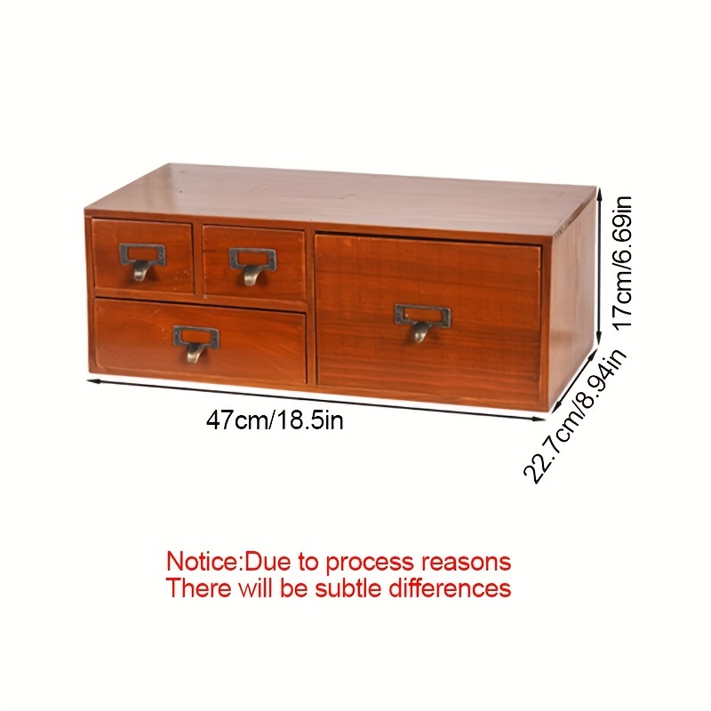 Retro Style Office Desktop Storage Boxes Wooden File Drawer