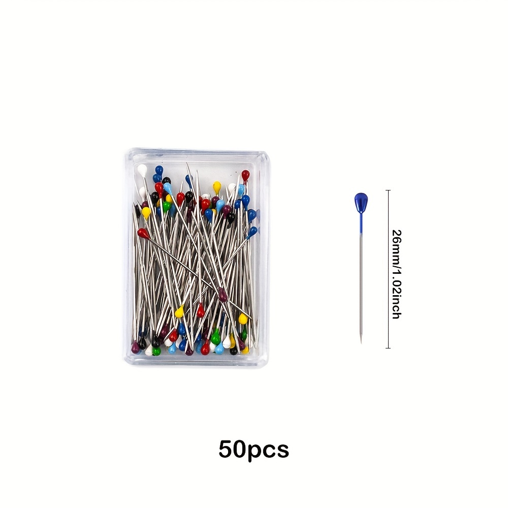 500PCS Sewing Pins for Fabric, Straight Pins with Colored Ball Glass Heads  Long 1.5inch, Quilting Pins for Dressmaker, Jewelry DIY Decoration, Craft
