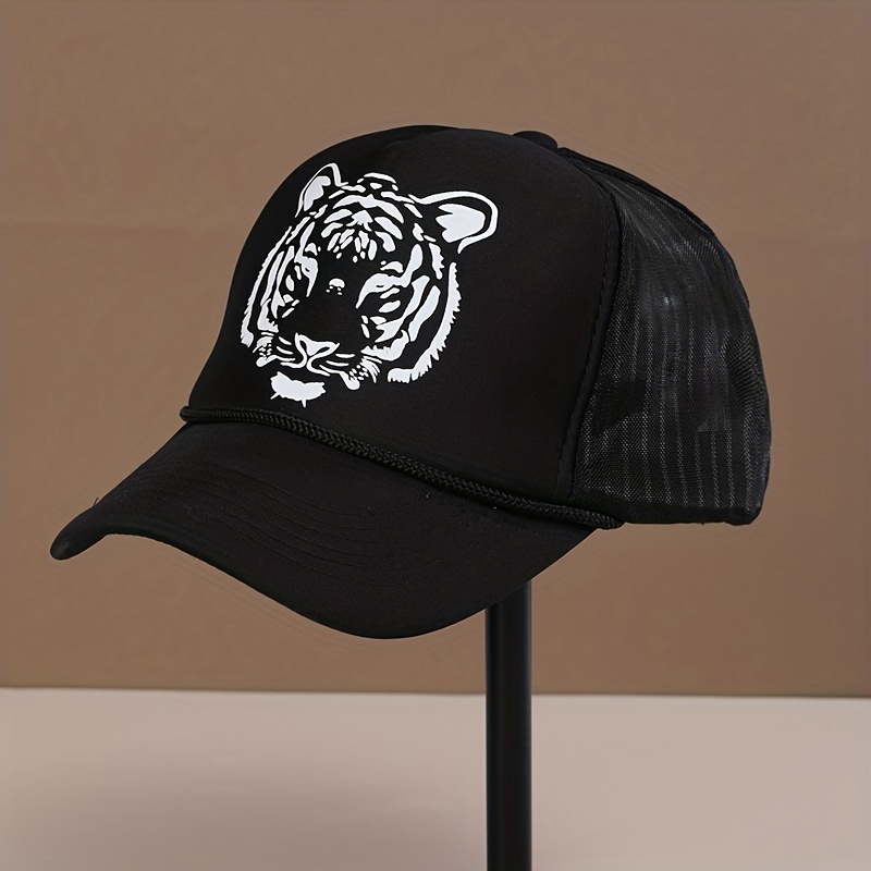 Tiger Print Baseball Cap Trucker Mesh Hat