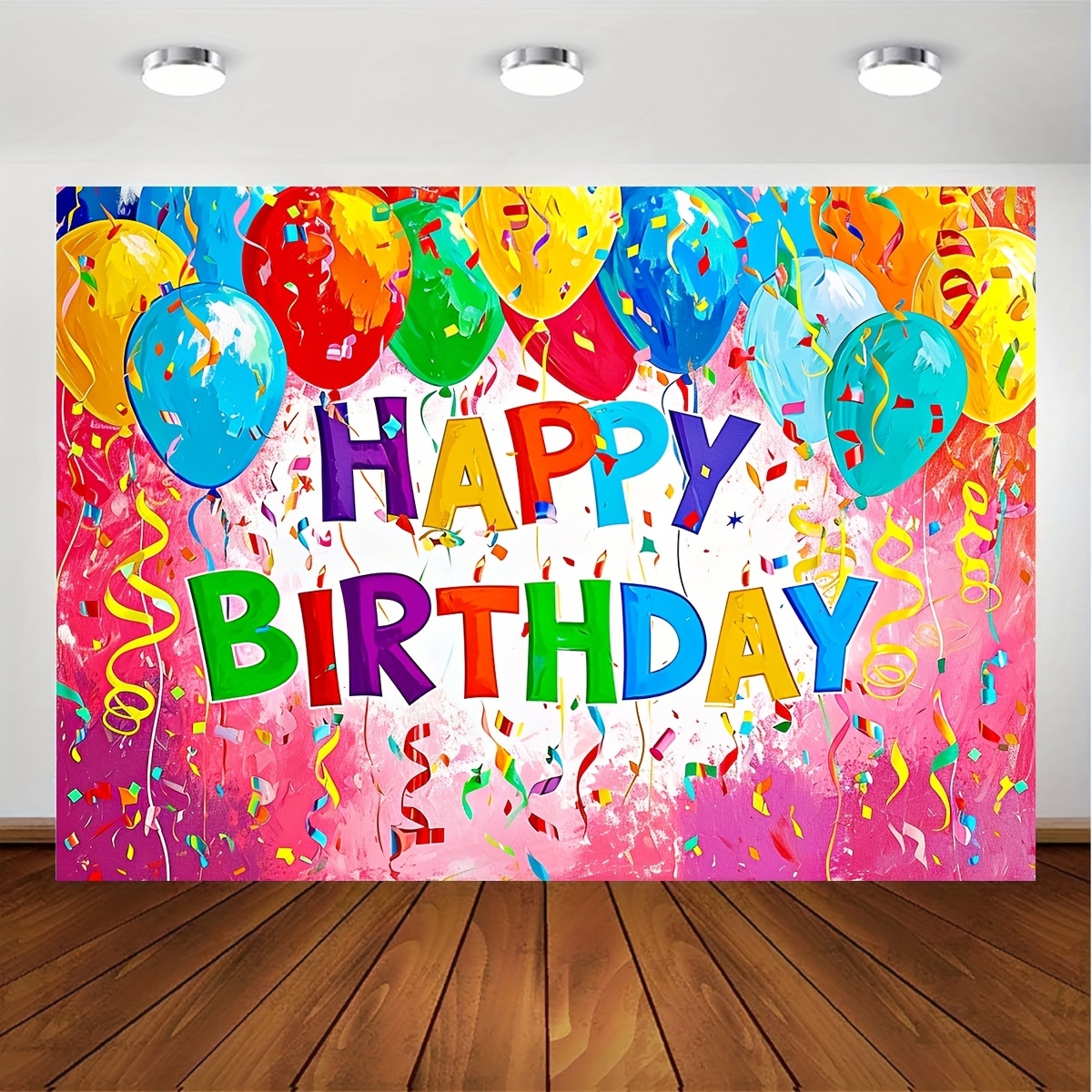 Decoración colorida de fiesta de feliz cumpleaños, pancarta de cumpleaños  con arco iris, telón de fondo, grande, letrero de feliz cumpleaños, fiesta