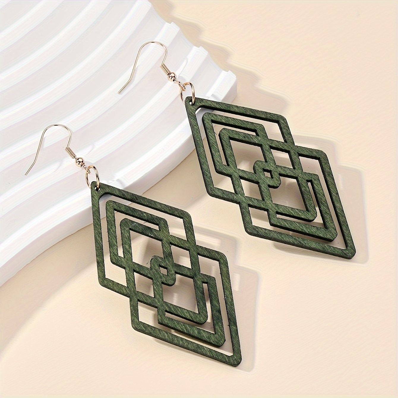 Image of 1 Pair Of Drop Earrings Hollow Geometry Design Made Of Daily Outfits Party Accessories Perfect Decor For