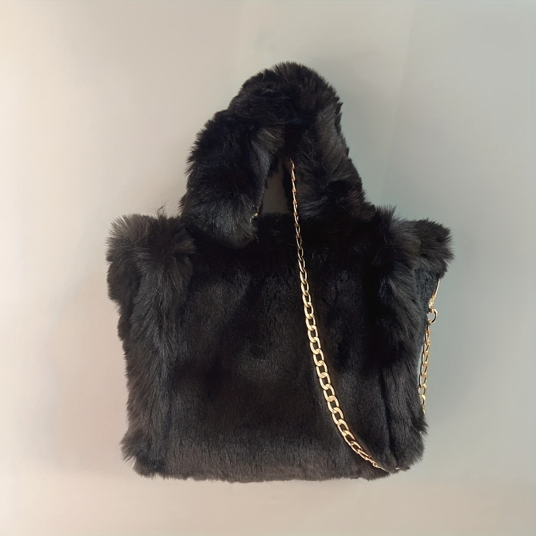Faux Fur Handbags for Women Soft Plush Multicolour Female Shopping