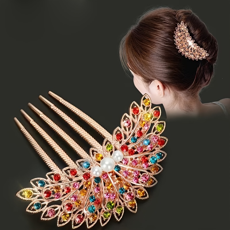 Flower Decor Bridal Wedding Hair Combs Faux Pearl Hair Pins - Temu