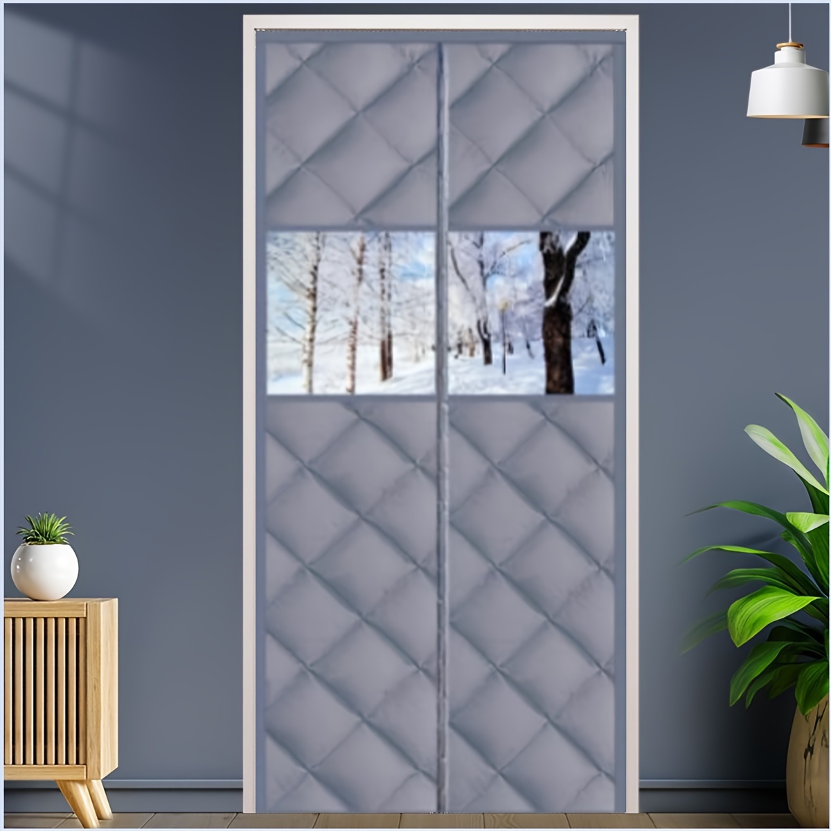Silver Gray Thickened Door Curtain Thermal Insulation - Temu