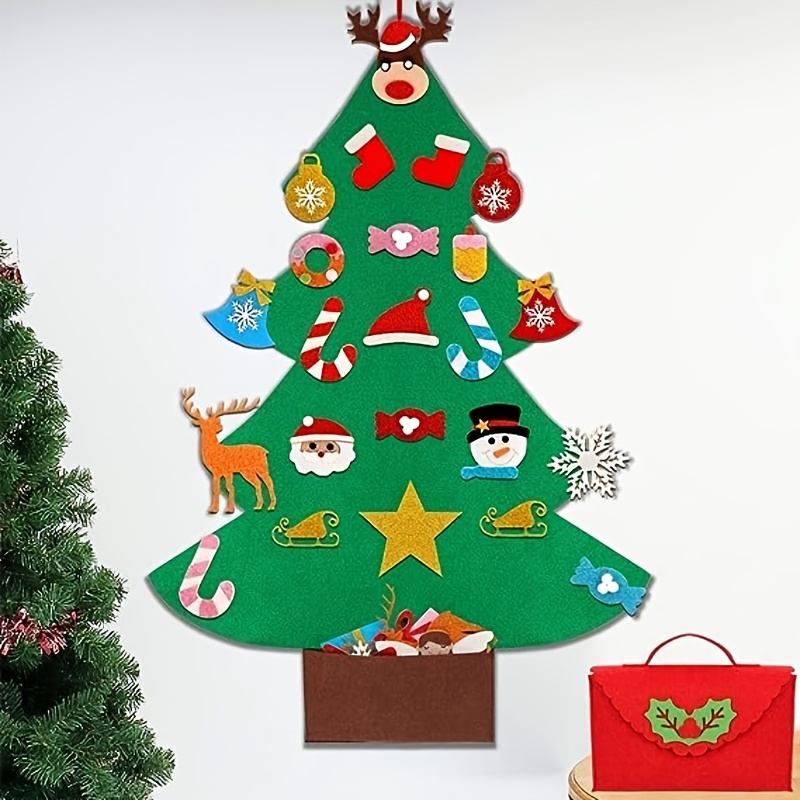 1pc, 37*28 -inch DIY Felt Christmas Tree, 3 Feet Christmas Trees, With 30  Flashes Of Flickering Decorations For Christmas Gifts