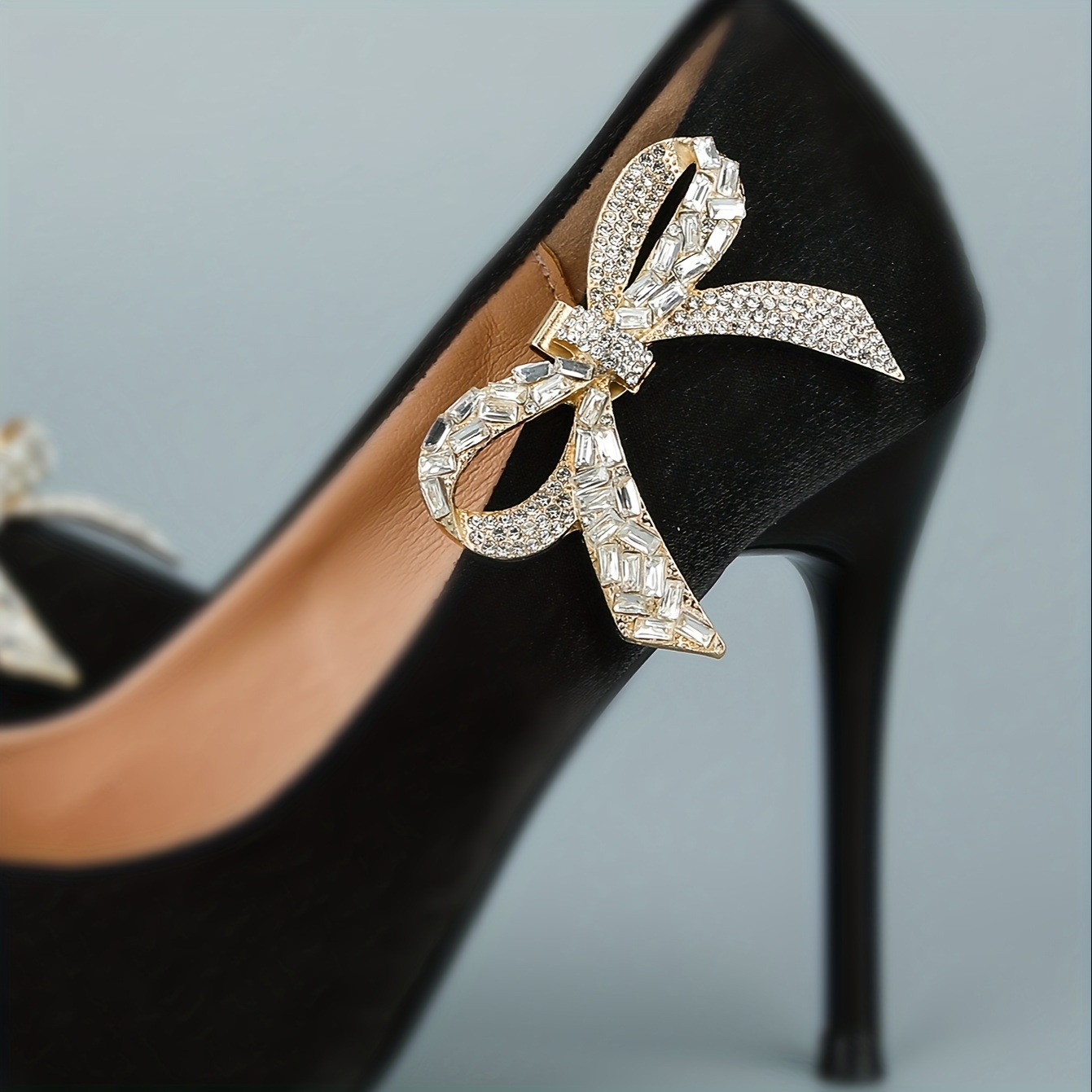Bow Rhinestone Shoe Clips Detachable Women Shoe Accessories